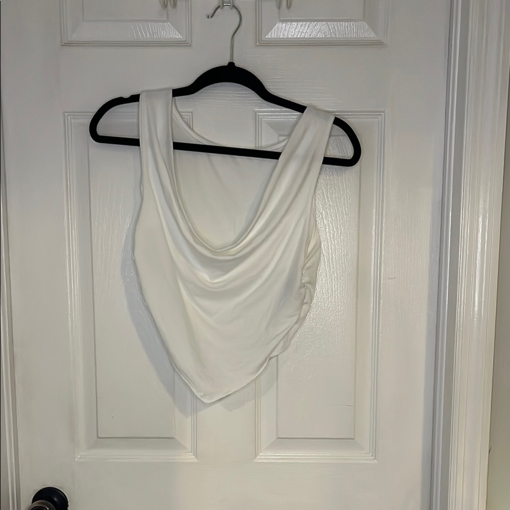 SHEIN White Drape Neck Tank Top